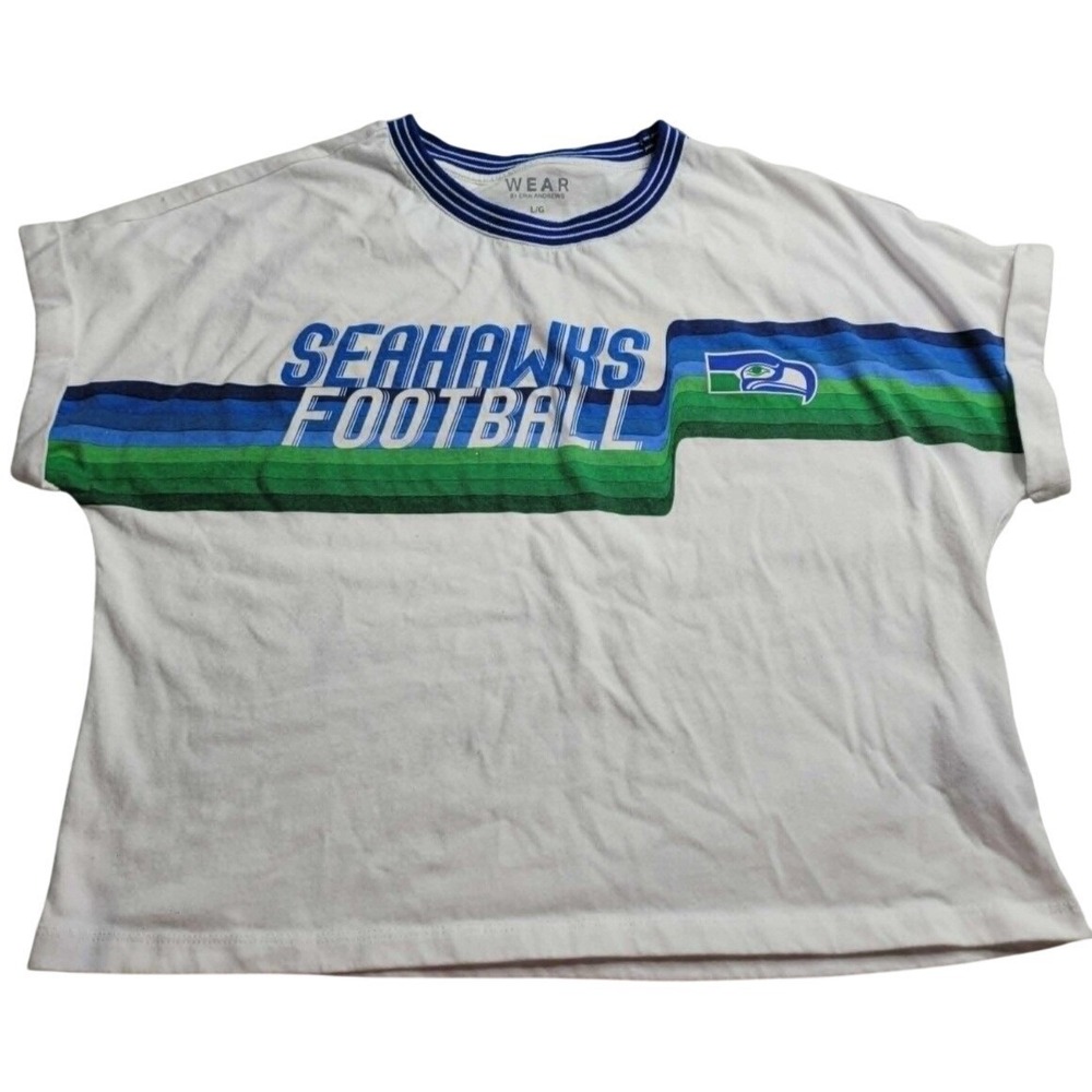 NEW Wear by Erin Andrews Seattle Seahawks Crop‎ Short Sleeve Top Women's Large